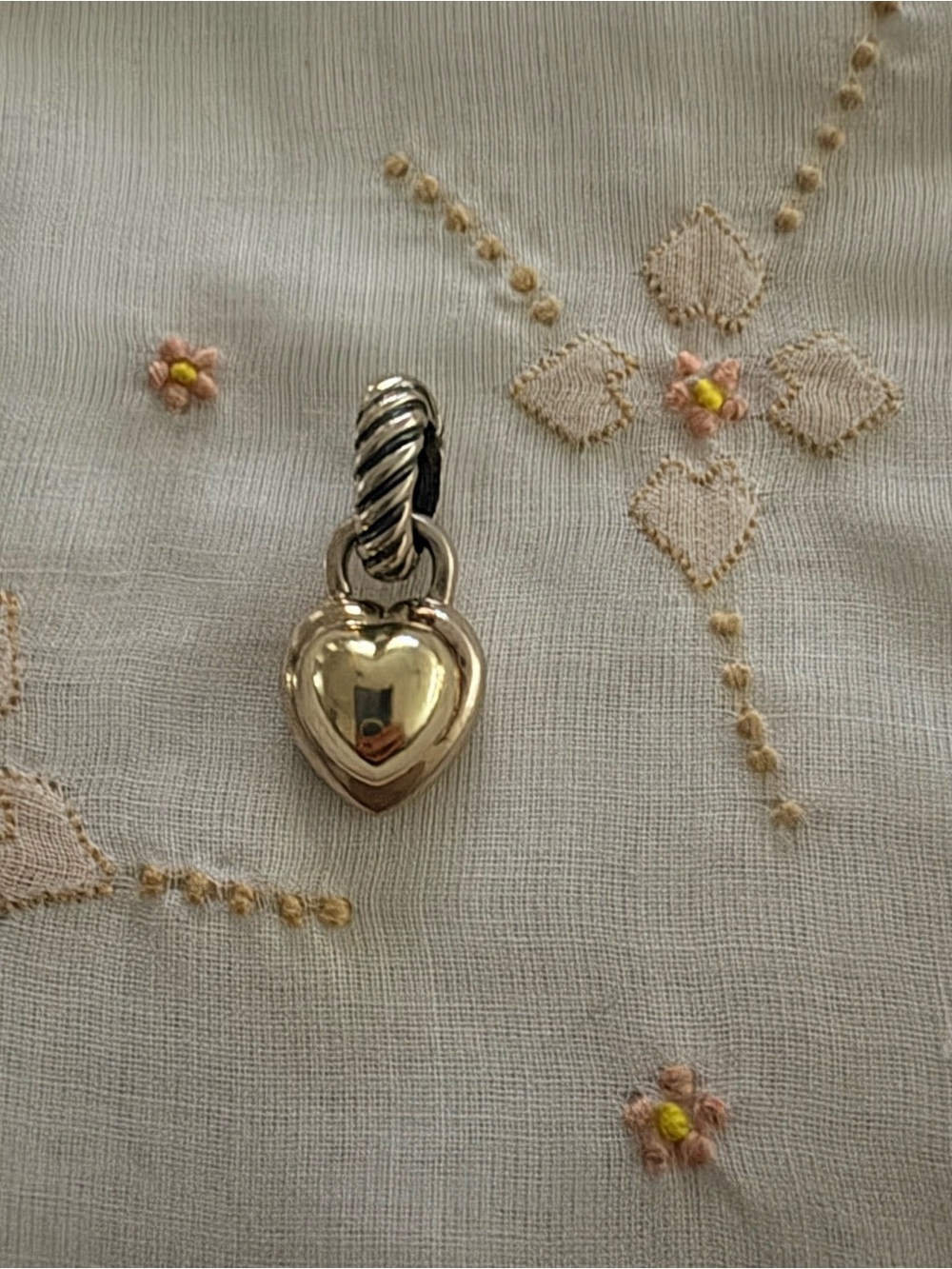 David Yurman Two-Tone Heart Charm Pendant in Silver and Gold